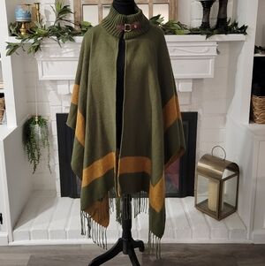 Anthropologie Women’s Fringe Funnel Neck Cape One size